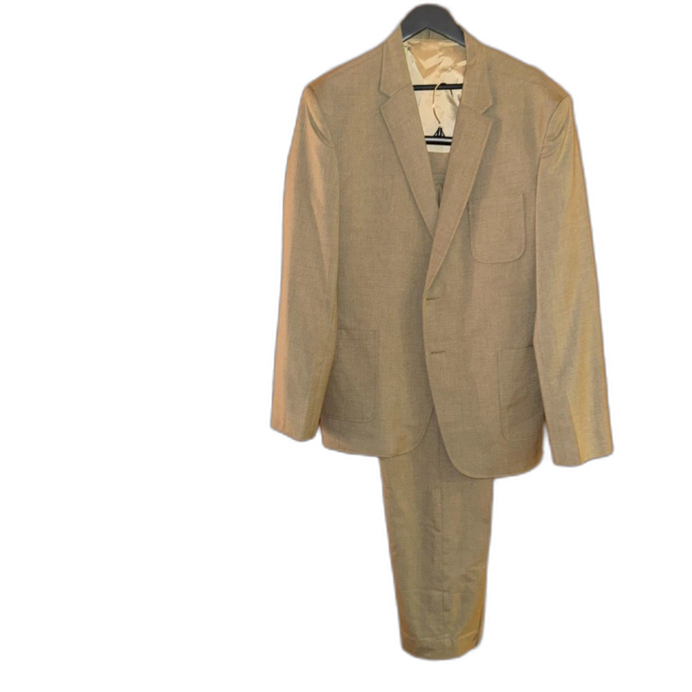 Men's Custom Tan 2-Piece Suit - 46R Jacket / 38x32 Pants